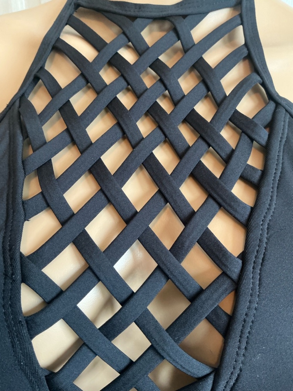 Kenneth Cole New York Lattice Front Halter One-Piece - Size L - Picture 3 of 6